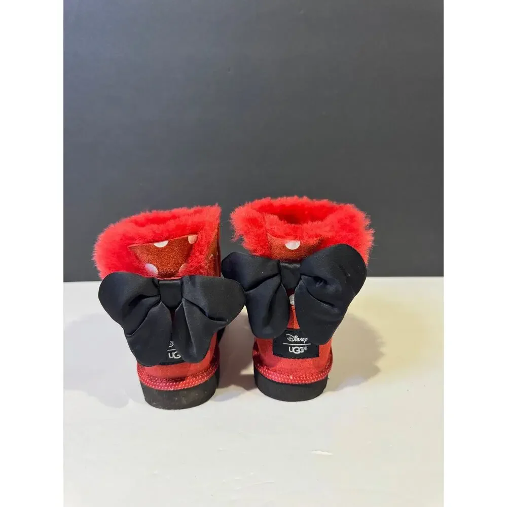 UGG Disney Minnie Mouse Red Boots White Polka Dots Size 11c